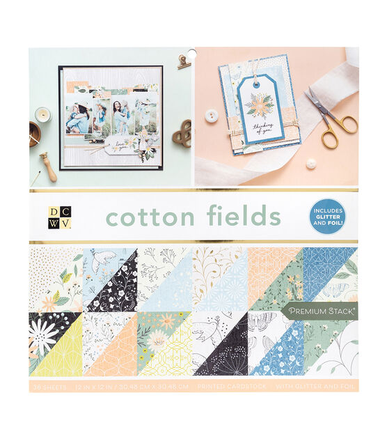 DCWV 36 Sheet 12" x 12" Cotton Fields Double Sided Printed Cardstock