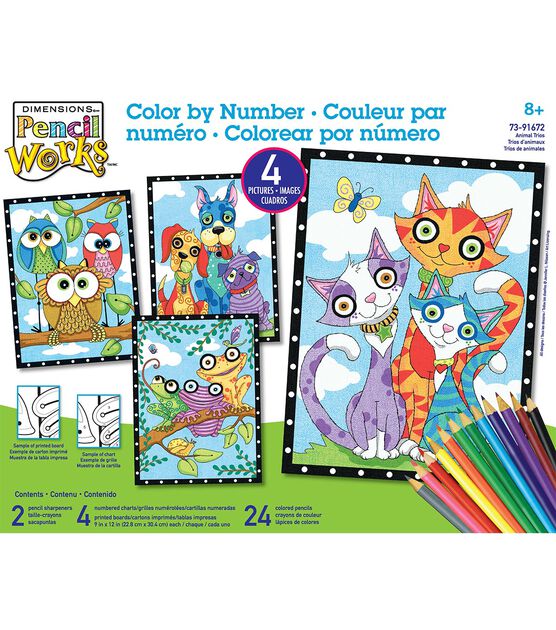 Dimensions Pencil Works Color By Number Kit Animal Trios