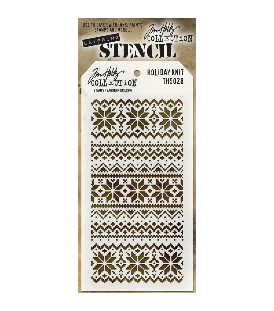 Tim Holtz 4.24" x 8.5" Layered Stencils, Holiday Knit, swatch