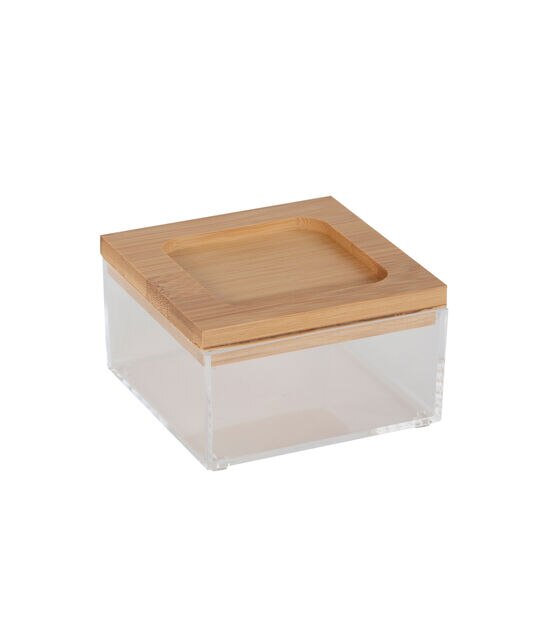 Simplify 4" Clear Organizer With Bamboo Lid