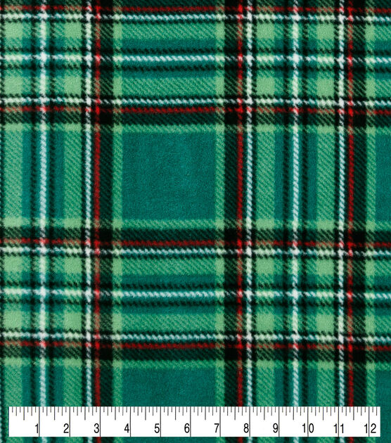 Christmas Green Plaid Anti Pill Fleece Fabric, , hi-res, image 2