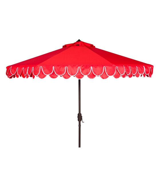 Safavieh 9' Elegant Red Valance Auto Tilt Patio Umbrella