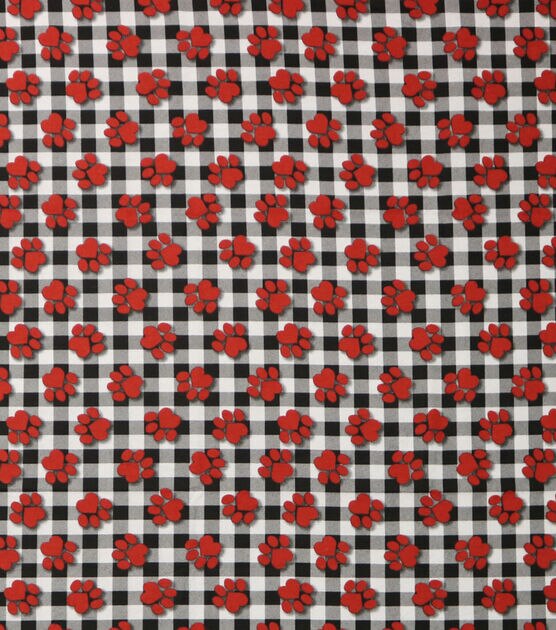 Paw Prints On Buffalo Check Super Snuggle Flannel Fabric, , hi-res, image 2