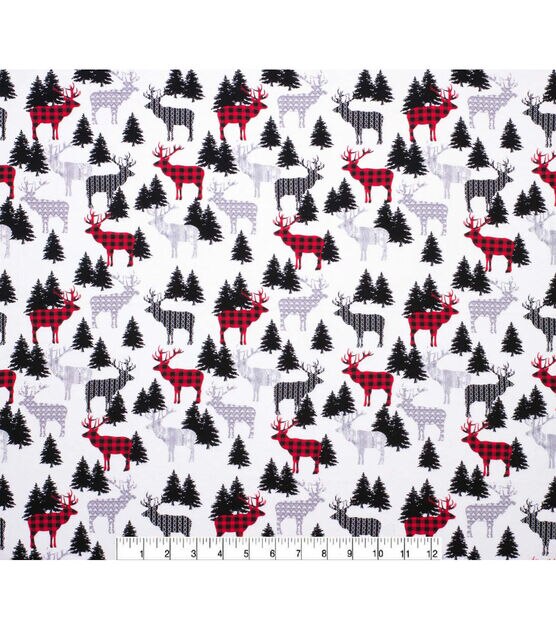 Patterned Deer & Trees Super Snuggle Christmas Flannel Fabric, , hi-res, image 2