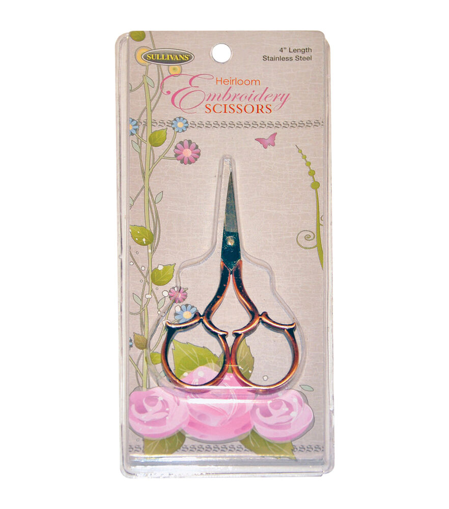 Sullivans 4" Heirloom Embroidery Scissors With Leaf Handle, Copper, swatch