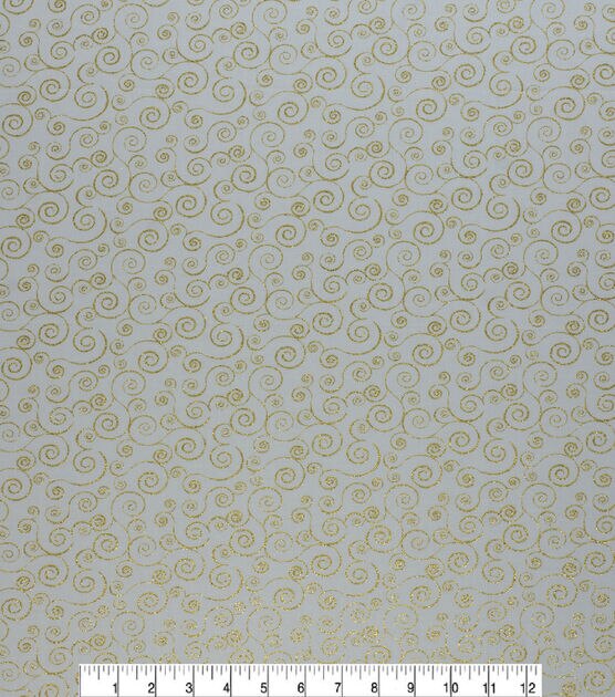 Swirl Vines Christmas Glitter Cotton Fabric, , hi-res, image 3