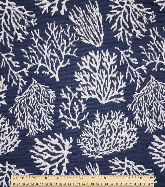 Coral Cove Navy Jacquard Outdoor Fabric, , hi-res, image 2