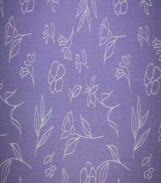 Daisy Outline on Purple Quilt Cotton Fabric by Quilter's Showcase, , hi-res, image 2