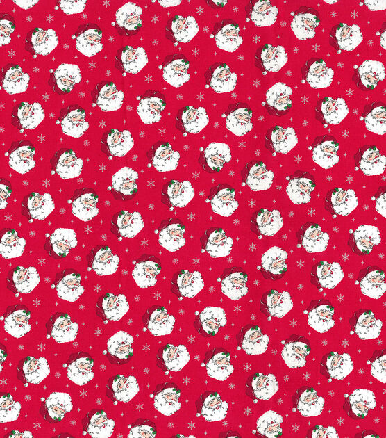Fabric Traditions Santas Snowflakes Red Christmas Glitter Cotton Fabric