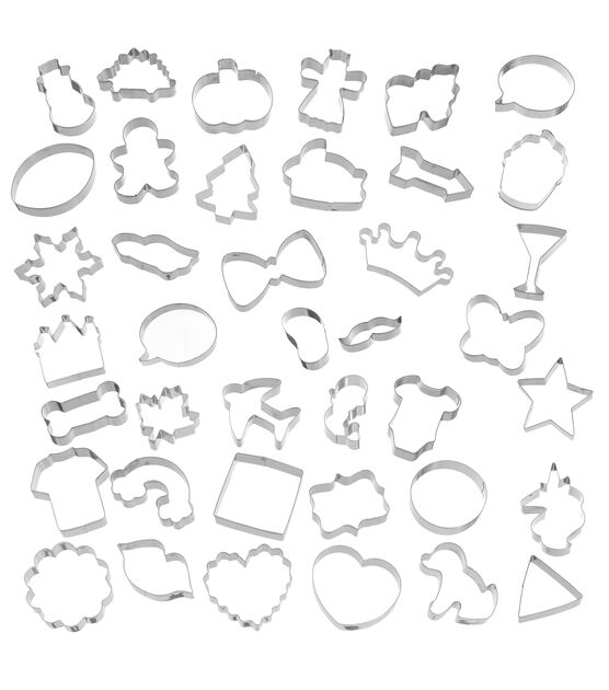40ct Silver Stainless Steel Cookie Cutters by STIR, , hi-res, image 3