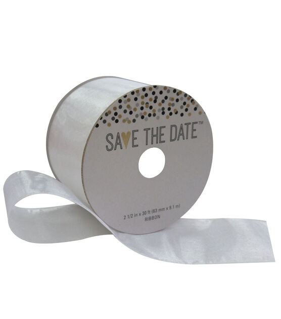 Save the Date 2.5'' X 30' Ribbon White Sheer