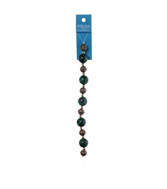 7" Dark Green & Natural Malachite Stone Strung Beads by hildie & jo