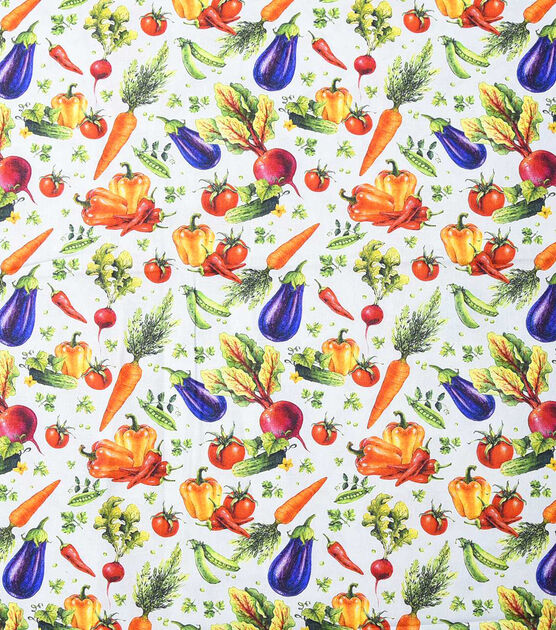 Tossed Vegetables Novelty Cotton Fabric