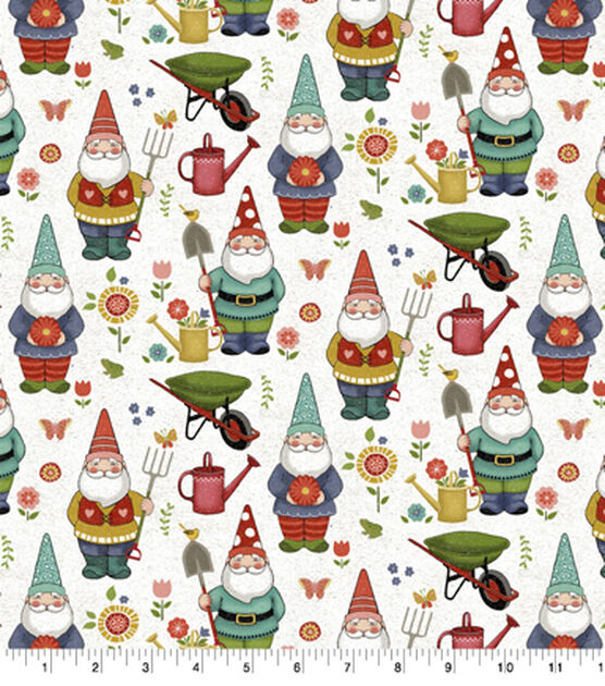 Springs Creative Garden Gnomes Cotton Fabric