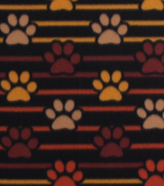 Fall Paw Stripes Blizzard Fleece Fabric