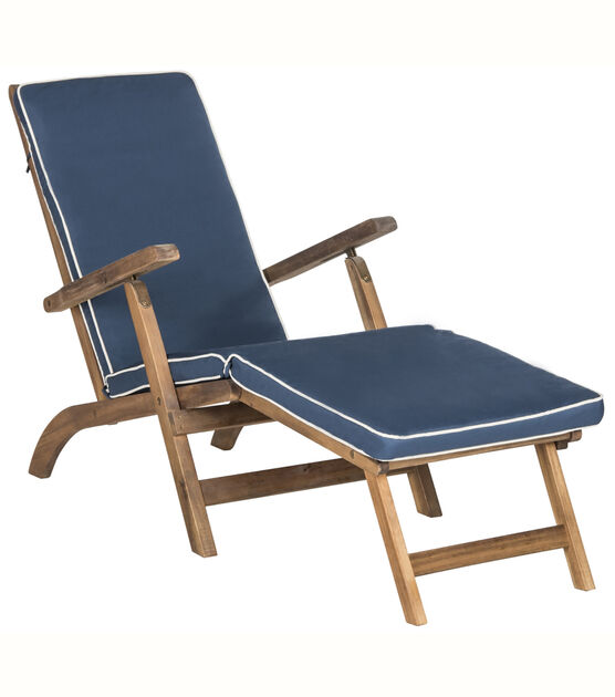 Safavieh 56" x 36" Natural & Navy Palmdale Outdoor Lounge Chair, , hi-res, image 5