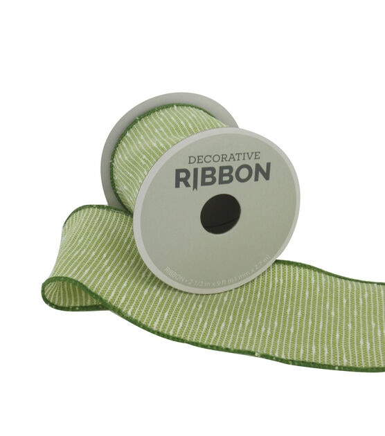 Save the Date Textured Ribbon 2.5''x9' Green & White