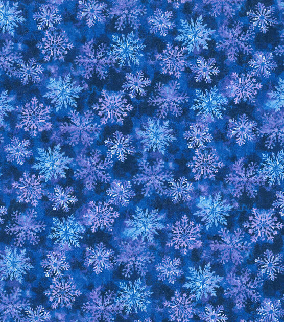 Fabric Traditions Blue Snowflakes Christmas Glitter Cotton Fabric