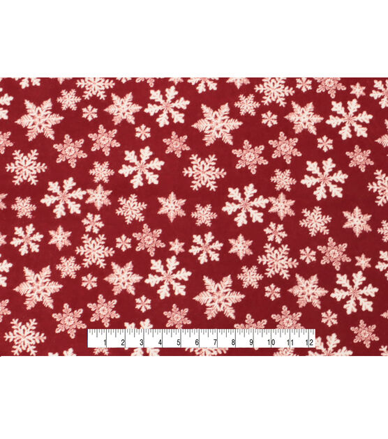 Snowflakes on Red Super Snuggle Christmas Flannel Fabric, , hi-res, image 4