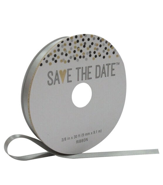 Save the Date 3/8'' X 30' Ribbon Gray Satin