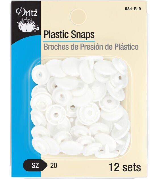 Dritz Plastic Color Snaps, 12 Sets, White