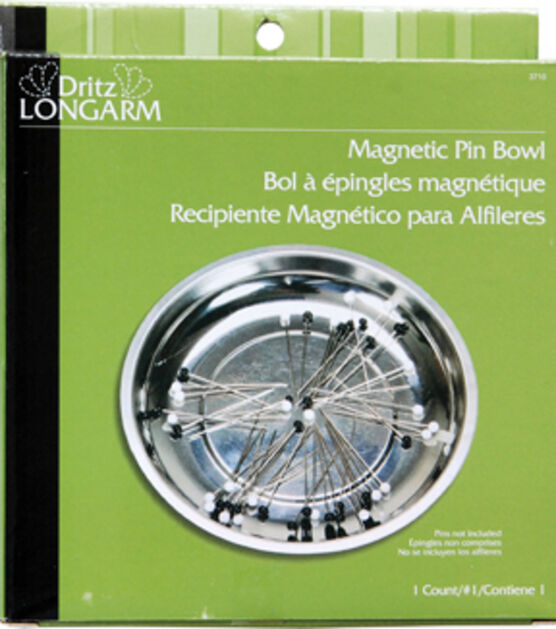 Dritz Magnetic Pin Bowl, Stainless Steel with Rubberized Base