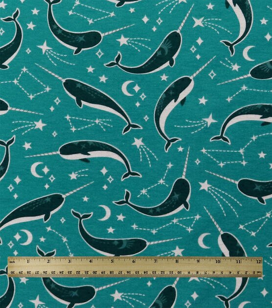 Narwhals on Blue Super Snuggle Flannel Fabric, , hi-res, image 3