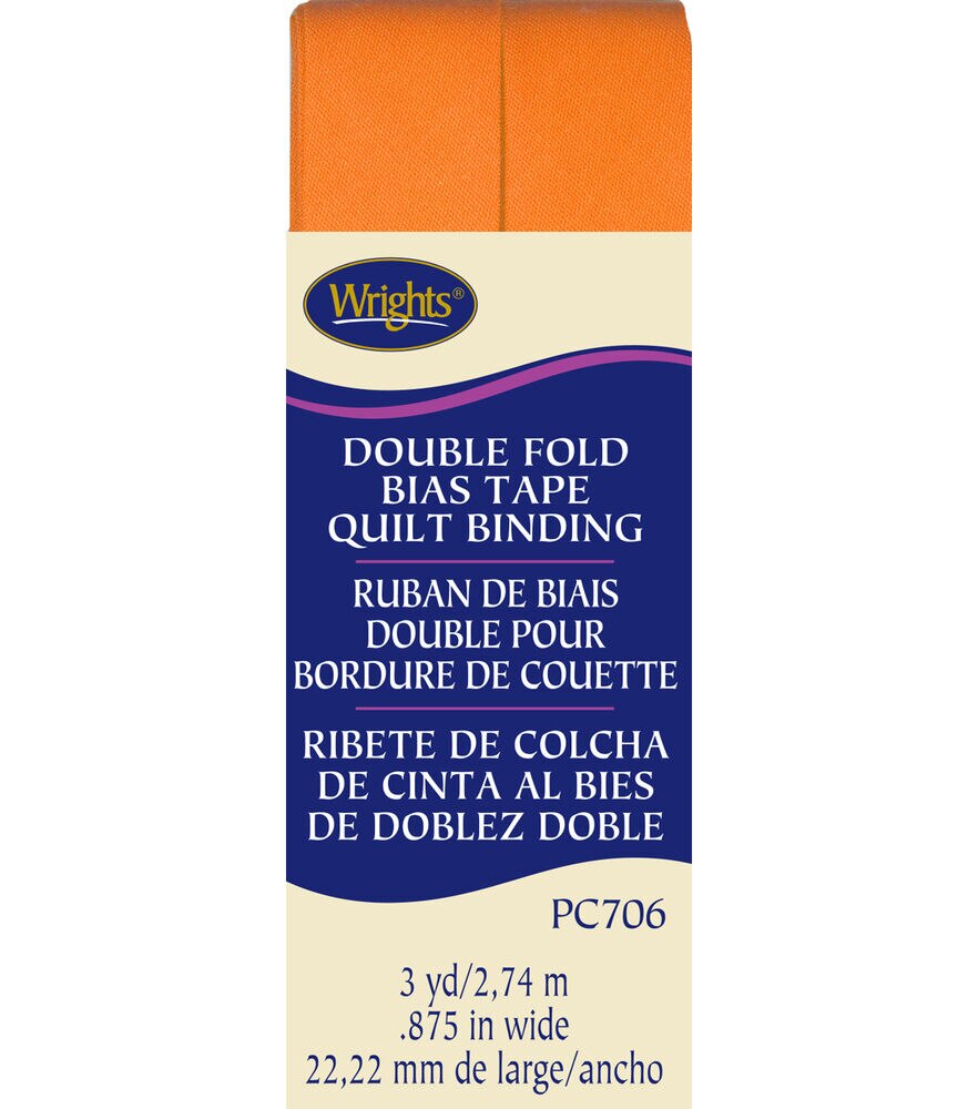 Wrights 7/8" x 3yd Double Fold Quilt Binding, Orange Peel, swatch