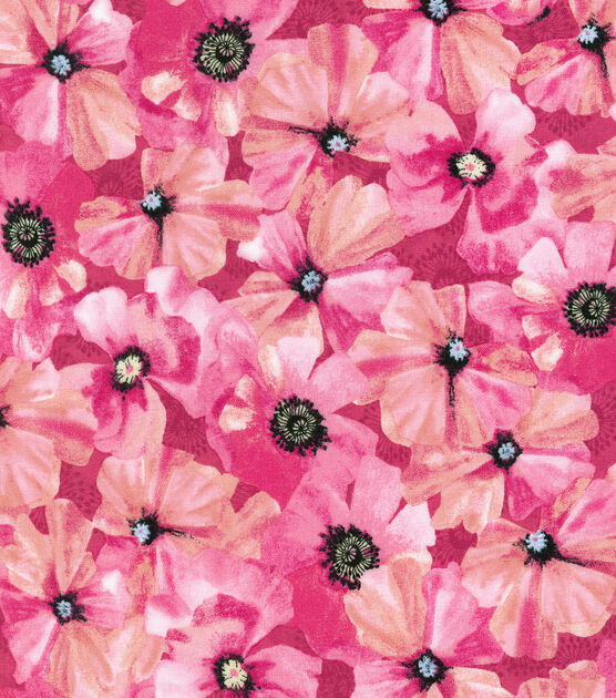 Robert Kaufman Pink Poppies Quilt Cotton Fabric by Keepsake Calico