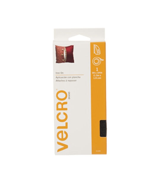 VELCRO Brand  Iron On 5ft x 3/4in tape Black