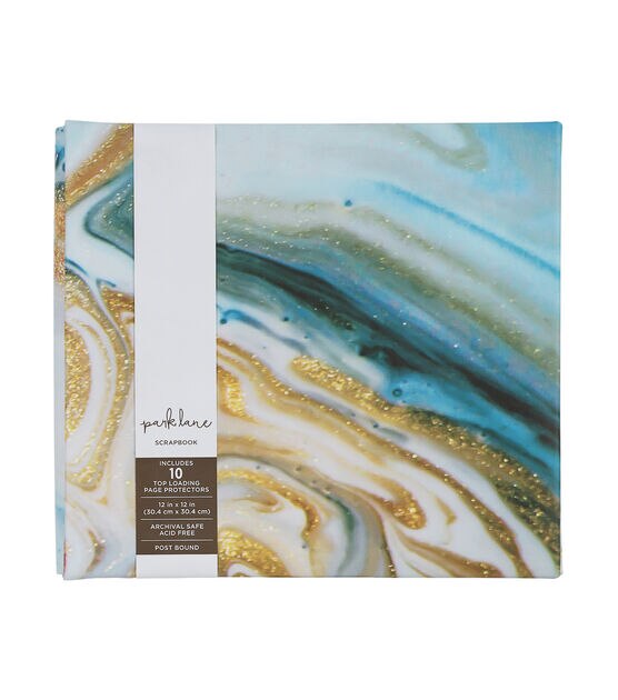 12" x 12" Teal & Gold Marble Pattern Scrapbook Album by Park Lane