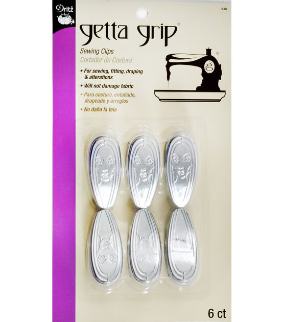 Dritz Getta Grip Sewing Clips, Silver, 6 pc