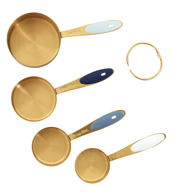 Wilton 4 Piece Measuring Cups Gold With Silver Handle, , hi-res, image 3