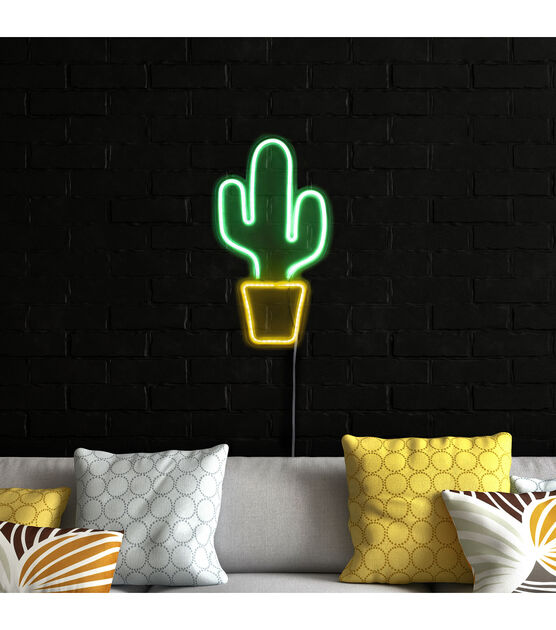 Northlight 18.5" Green Cactus LED Neon Style Wall Sign, , hi-res, image 2
