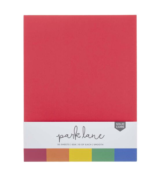 50 Sheet 8.5" x 11" Rainbow Solid Core Cardstock Paper Pack by Park Lane