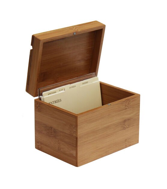 Oceanstar Bamboo Recipe Box with Divider, , hi-res, image 3