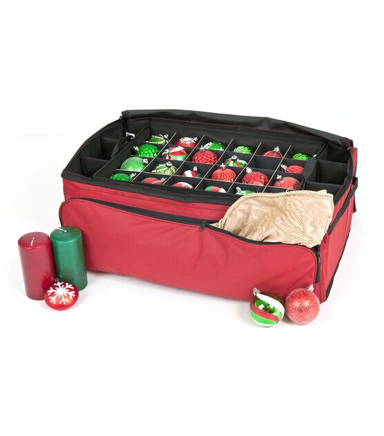 Santa's Bags Three Tray 72 Ornament Storage Bag With Side Pockets