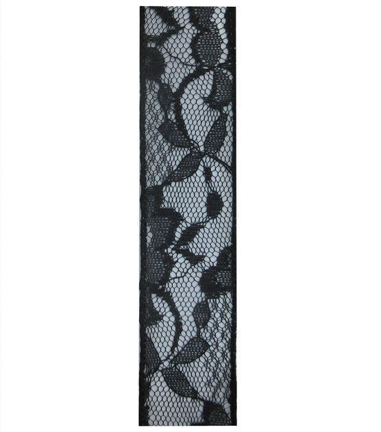 Decorative Ribbon 1.5''x15' Lace Ribbon Black, , hi-res, image 2