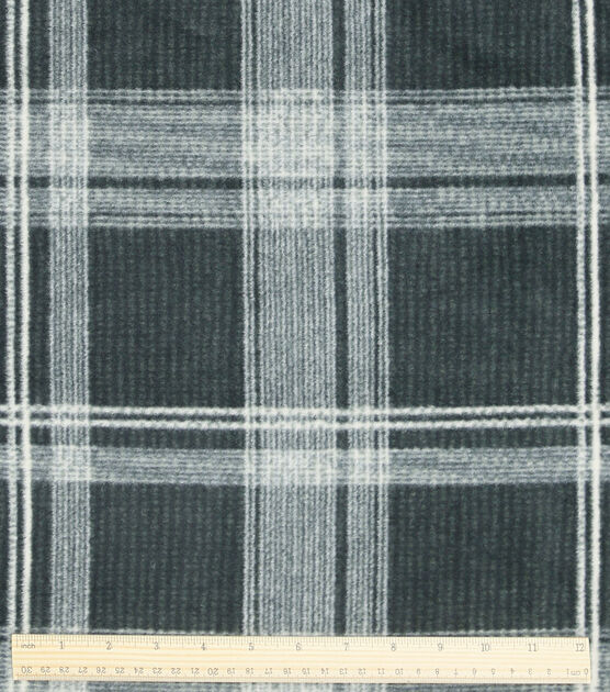Black Plaid Luxe Fleece Fabric, , hi-res, image 3