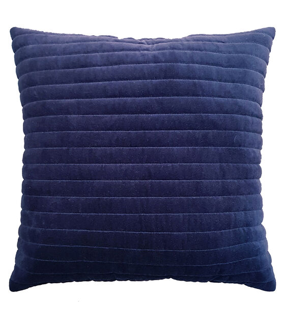 18" Blue Plush Quilted Velvet Pillow by Hudson 43