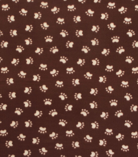 Blizzard Fleece Fabric  Paw Prints on Brown, , hi-res, image 2