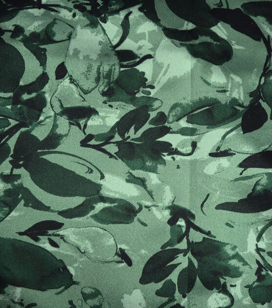Green Tonal Large Floral Shiny Charmeuse Fabric, , hi-res, image 4