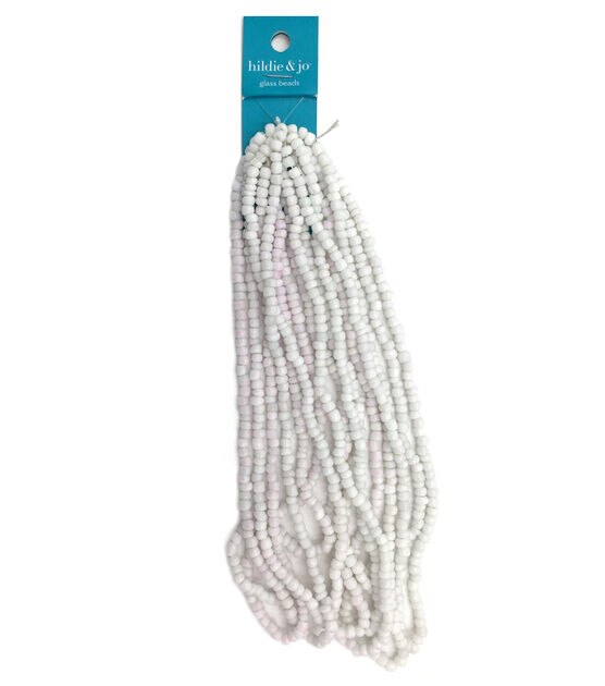 14" White Glass Seed Strung Beads by hildie & jo, , hi-res, image 1