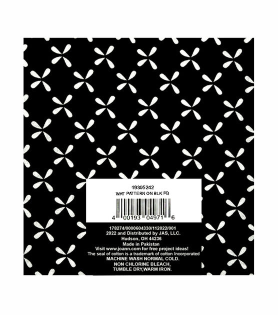 18" x 21" Pattern on Black Cotton Fabric Quarter 1pc by Keepsake Calico, , hi-res, image 2