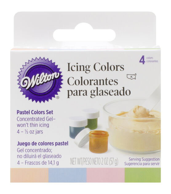 Wilton Icing Colors 4 Pkg Moss Green/Conflower Blue/Peach/Petal Pink