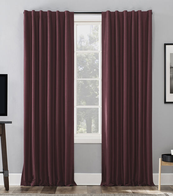 S Lichtenberg Faux Silk Red Blackout Backtab Curtain Panels 50" x 95", , hi-res, image 1