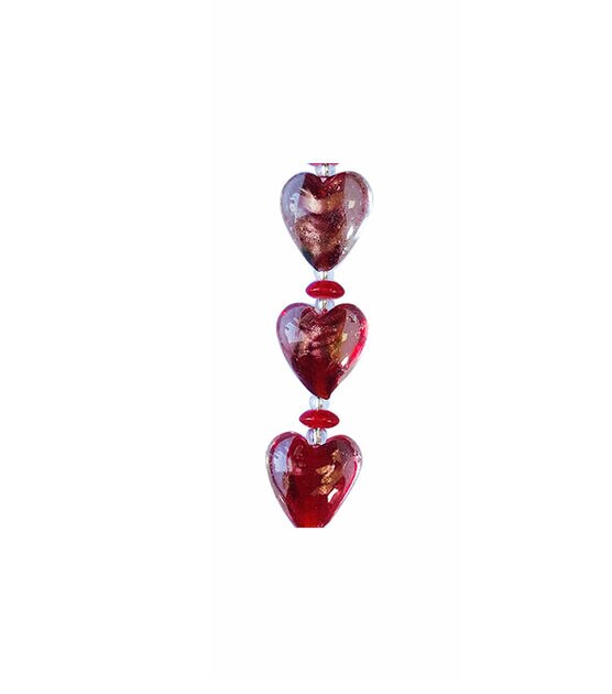 7" Red Heart Glass Strung Beads by hildie & jo, , hi-res, image 2