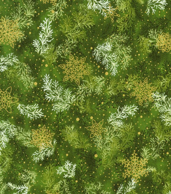 Robert Kaufman Green Shimmer Sprigs Christmas Cotton Fabric