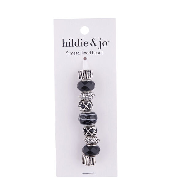 15mm Black Metal Lined Glass Beads 9ct by hildie & jo