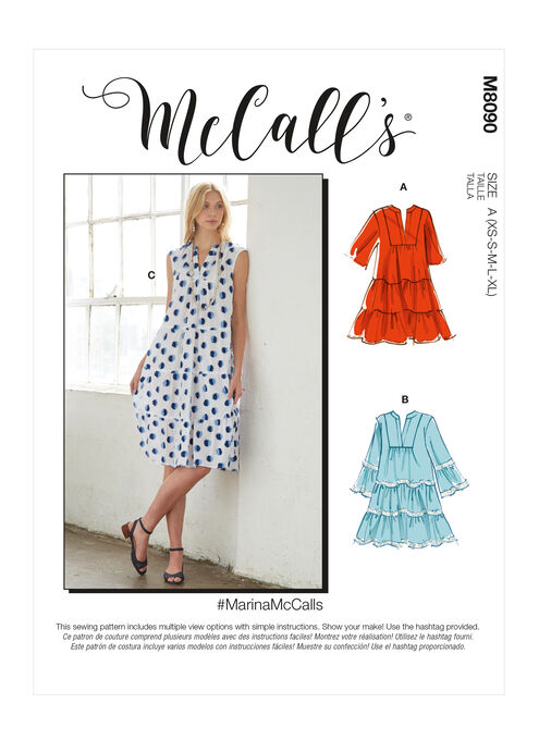 McCall's M8090 Size XS to XL Misses Dress Sewing Pattern